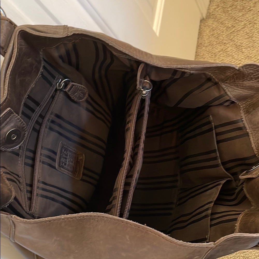 Frye Chocolate Brown Leather Shoulder Tote - Picture 5 of 6